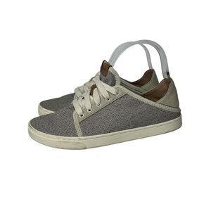 OluKai Grey and white woven stretch sneakers shoes 8